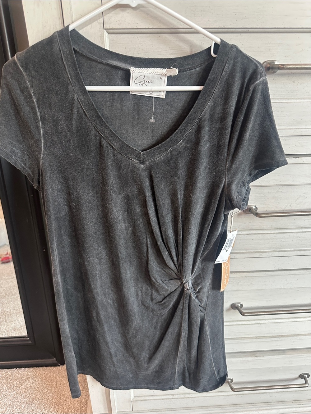 Green Dragon Gray V‑Neck Twist Front Women’s T-shirt Dress